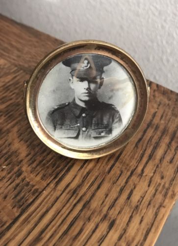 Vintage 1910 WWI Trench Art Brass Picture Frame & Photo of British Soldier - arustocracy