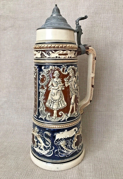 ANTIQUE 4L GERMAN BEER STEIN 1880S - arustocracy