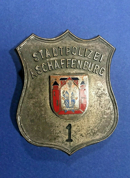 Obsolete German Police Badge Stadtpolizei Aschaffenburg 1948 - 1968 Type - arustocracy