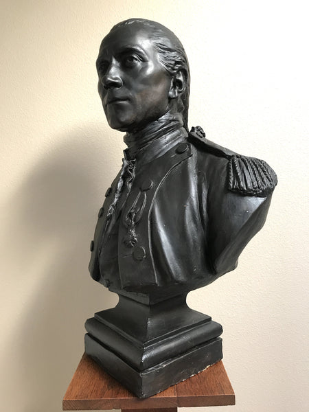 EXCEPTIONAL JEAN-ANTOINE HOUDON BUST ADMIRAL JOHN PAUL JONES TERRA COTTA PLASTER "BRONZE" - arustocracy