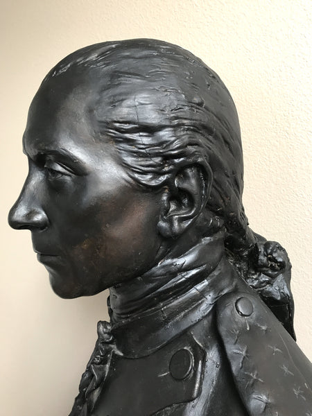 EXCEPTIONAL JEAN-ANTOINE HOUDON BUST ADMIRAL JOHN PAUL JONES TERRA COTTA PLASTER "BRONZE" - arustocracy